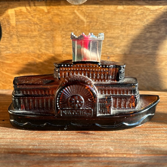 Vintage Avon brown glass side wheeler boat bottle - Picture 2 of 6